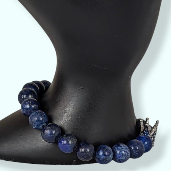 Lapis Lazuli Crown Stretch Bracelet - Picture 4 of 7